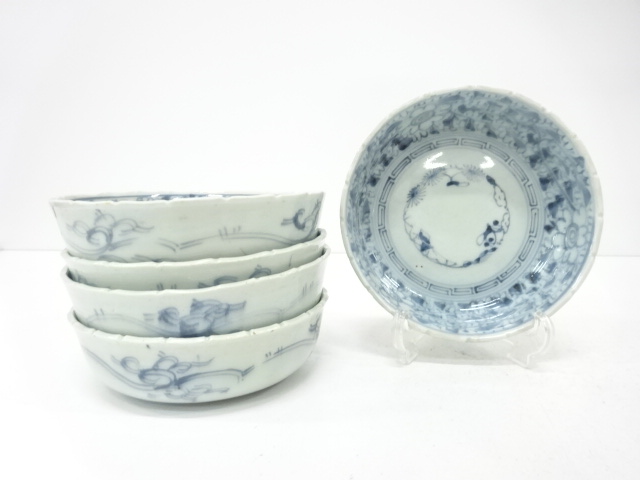 Ko-Imari, with arabesque flowers, flat bowl, set of 5